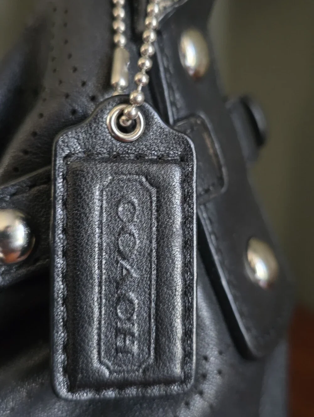 Coach F16908 Brooke Convertible Duffle Black Signature Perforated Leather Bag